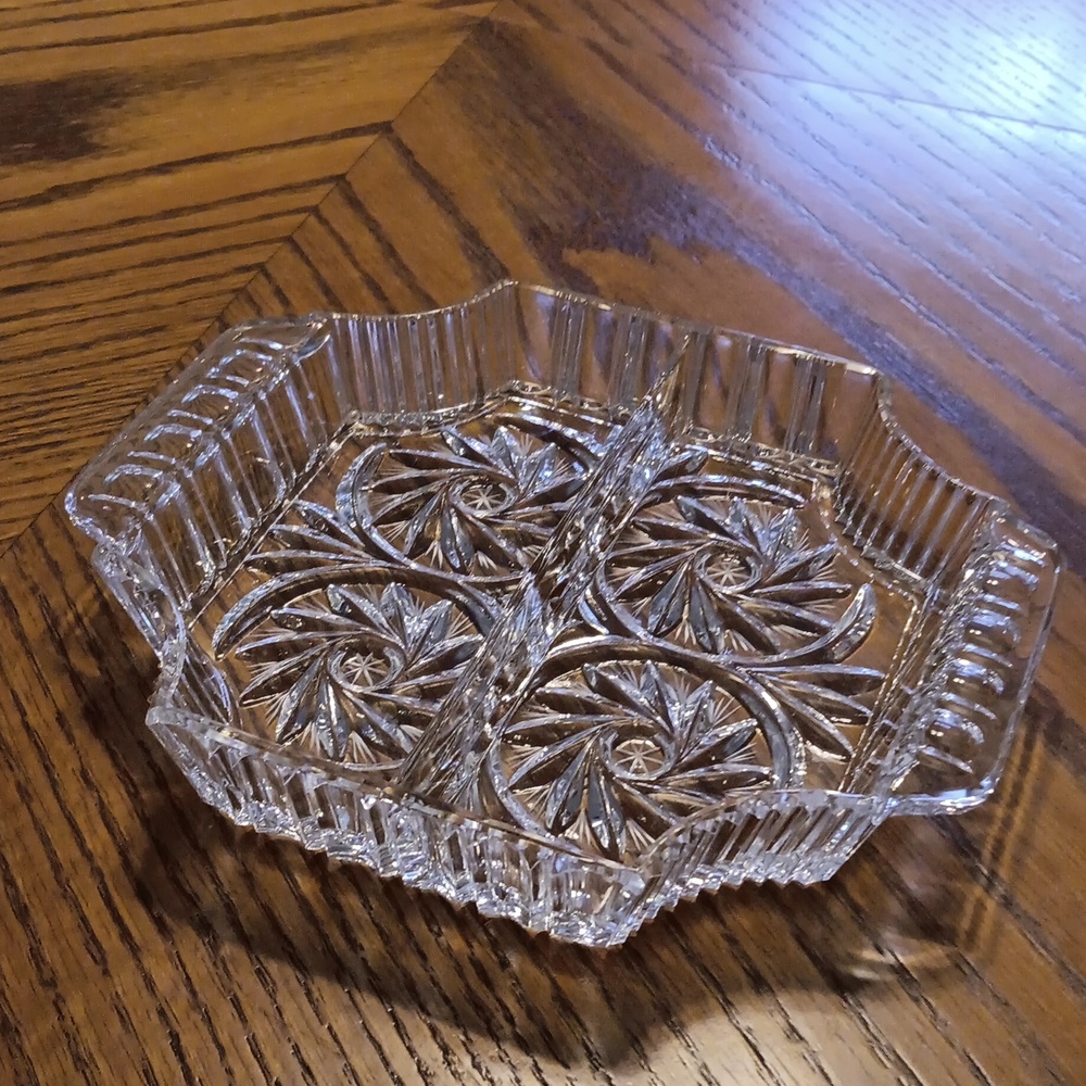 2 section Crystal serving dish